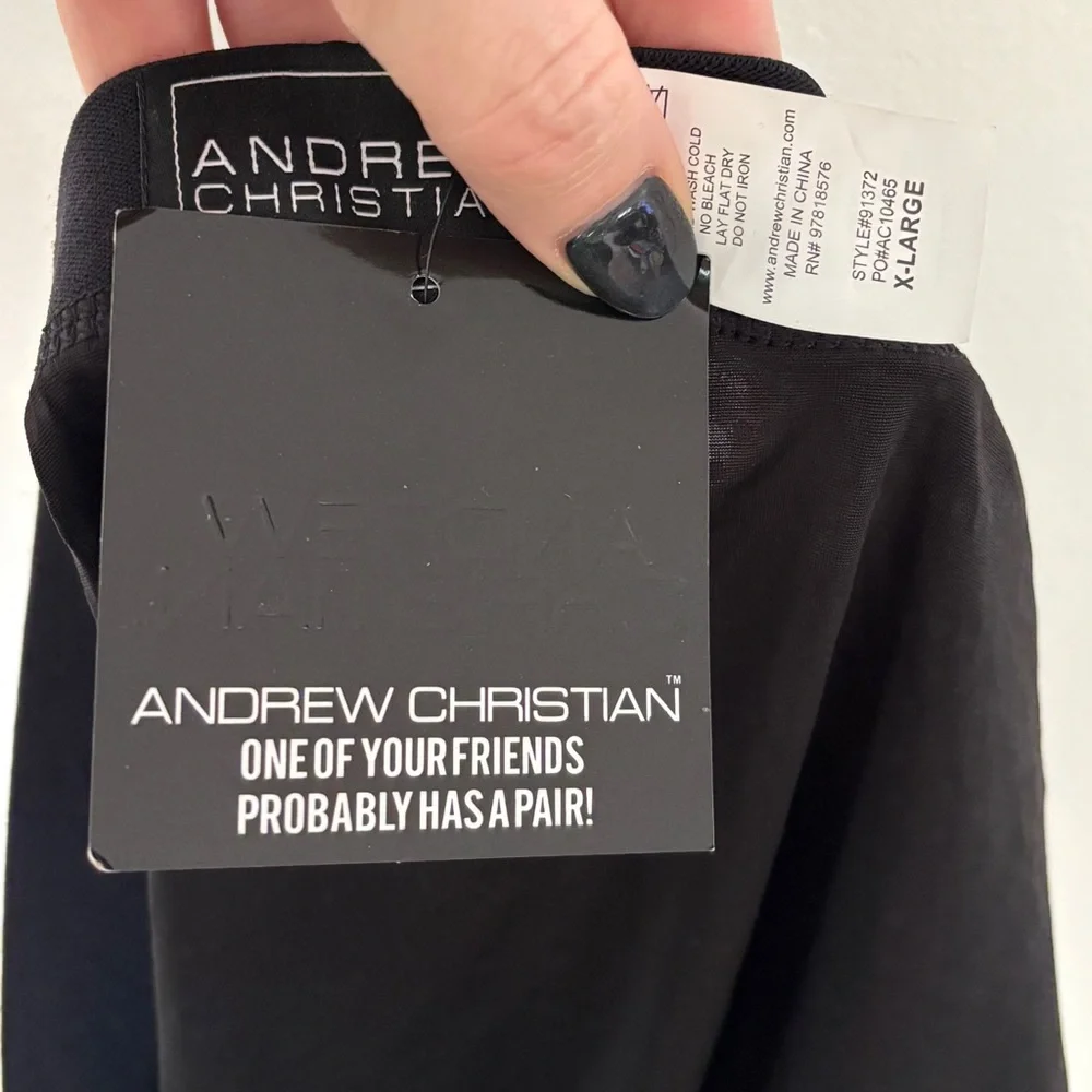 NWT Andrew Christian Sexy Mesh Black Pouch Briefs Size XL